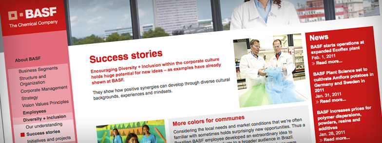 Projekt Diversity + Inclusion Subpage auf BASF.com